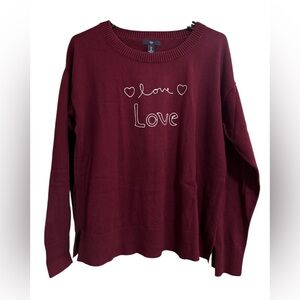 Gap Burgundy Sweater with Love Embroidery